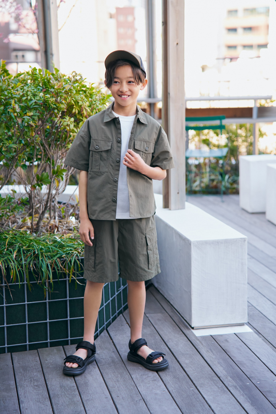 サファリシャツ　セットアップ KIDS(男女兼用) ドライサファリシャツ(5分袖)(セットアップ可能