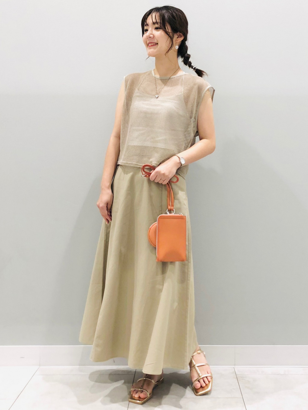 ブラフィール2WAYクロップドキャミソール、メッシュセーター