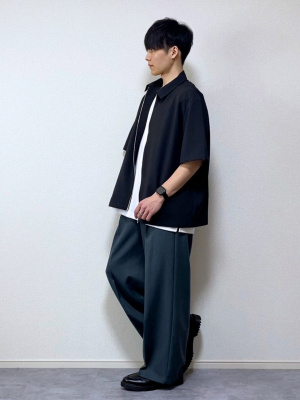 その他 thus GU公式 | ドライジップアップシャツ(5分袖)SW+E(セットアップ可能)