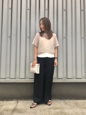 セットアップ S〜XL トップスワイドレッグパンツ GU公式 | ドレープワイドパンツZ(セットアップ可能)