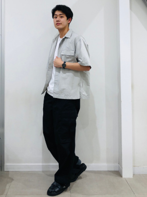 GU公式 | ナイロンオーバーサイズシャツ(5分袖)(セットアップ可能)