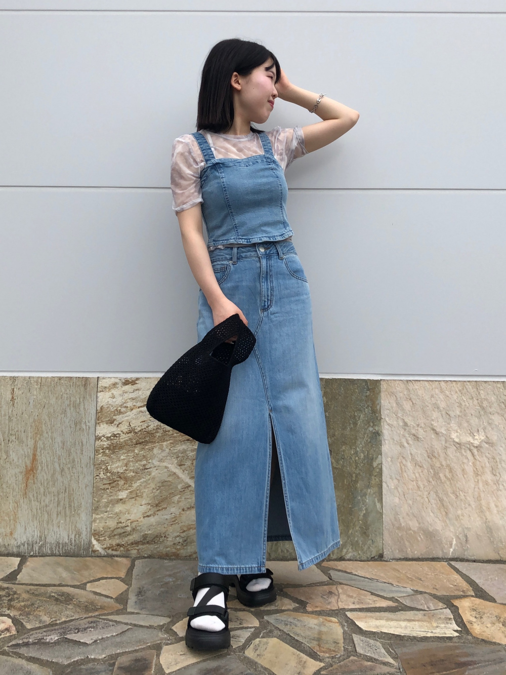 セットアップ対応】【styling/×Lee】デニムビスチェ（ベアトップ