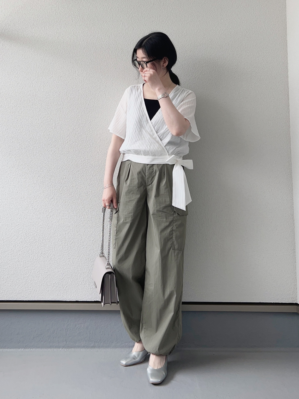 リブニットスクエアネックタンクトップ(2024年モデル)、テクスチャー  