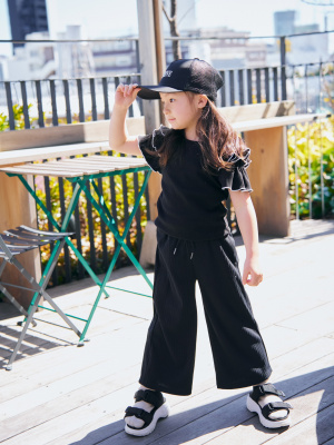 ひーちゃんページ GU公式 | GIRLSリブプルオンワイドパンツ(セットアップ可能)