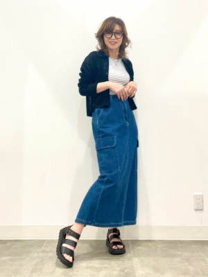 うみページ GU公式 | デニムカーゴロングスカート(丈標準83～90cm)