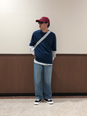 GU公式 | ライトスウェットオーバーサイズT(長袖)(ボーダー)