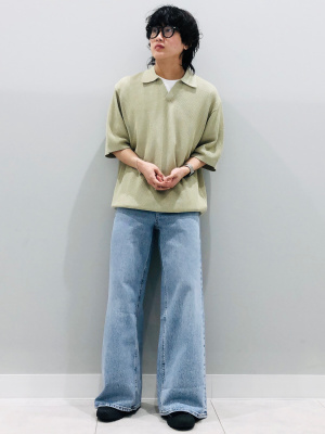 GU公式 | ウォッシャブルニットスキッパーポロシャツ(5分袖)