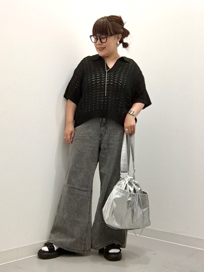 メッシュポロカーディガン(長袖)Q、フラワープリントプルオン メッシュポロカーディガン(長袖)Q、フラワープリントプルオン