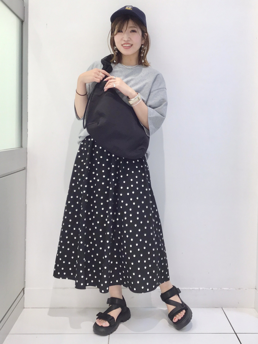最先端 メッシュポロカーディガン(長袖)Q、ドットプリントワンピース 社交ダンス