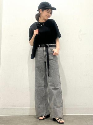 72▢WANDLER DAISYミドルライズワイドデニムパンツ TS1205-1 GU公式 | ミドルライズワイドジーンズ(丈標準72.0～76.0cm)