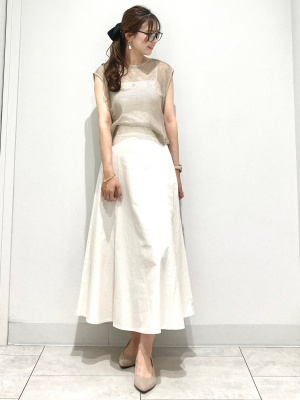 GU公式 | リネンブレンドフレアロングスカート(丈標準85.0～92.0cm)