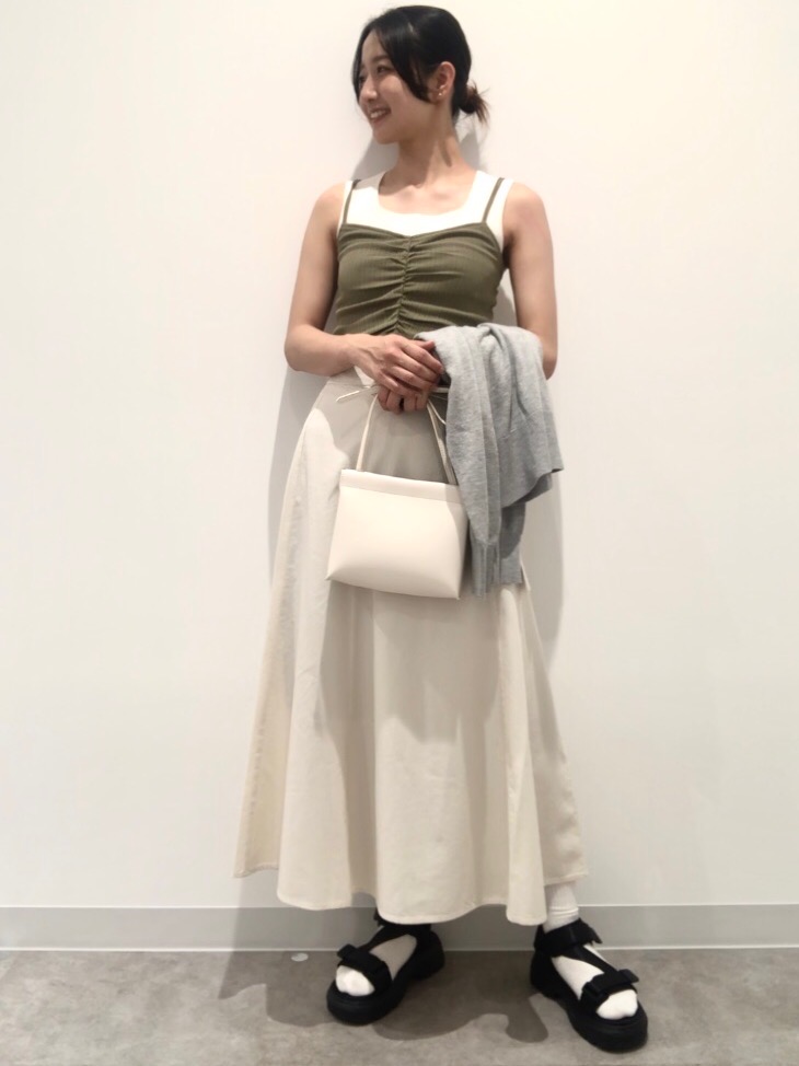 Elegante♡リネンブラウス シアーボウタイブラウス(半袖)Z+E、リネンブレンドフレアロング