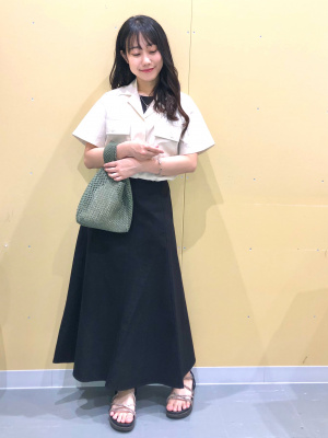 GU公式 | リネンブレンドフレアロングスカート(丈標準85.0～92.0cm)