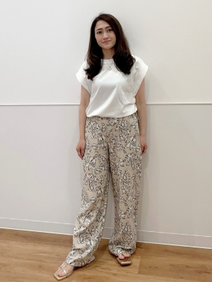 GU公式 | フラワープリントプルオンパンツ+E