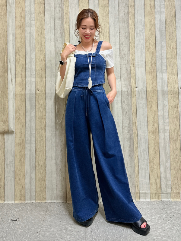 シャーリングT(半袖)、ドレープワイドパンツZのコーディネート・着用