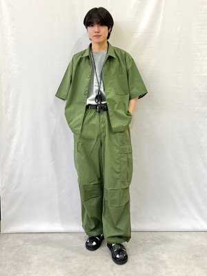 くぅーページ GU公式 | クロップドオーバーサイズシャツ(5分袖)NT+E