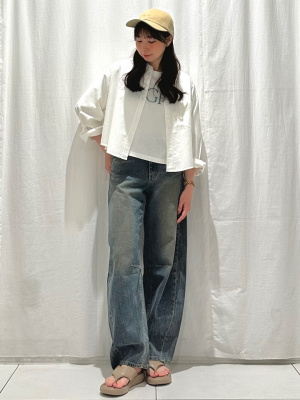 [Jeans]♥クロップド半袖Tシャツ GU公式 | GIRLSクロップドT(半袖)(ロゴ)JR