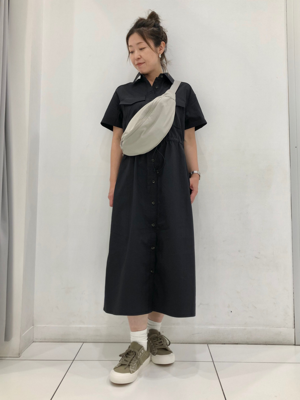 ワークシャツワンピース(半袖)Q、ソフトナイロンウエストバッグ」の 