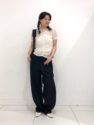 GU公式 | シアーギャザーT(半袖)Q