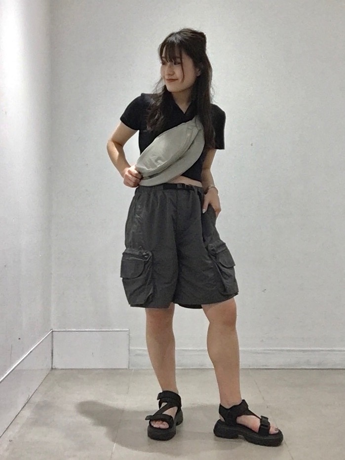 ナイロンオーバーサイズシャツ(5分袖)(セットアップ可能