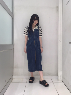 はるか品 GU公式 | 透かし編みスキッパーポロセーター(半袖)(ボーダー)