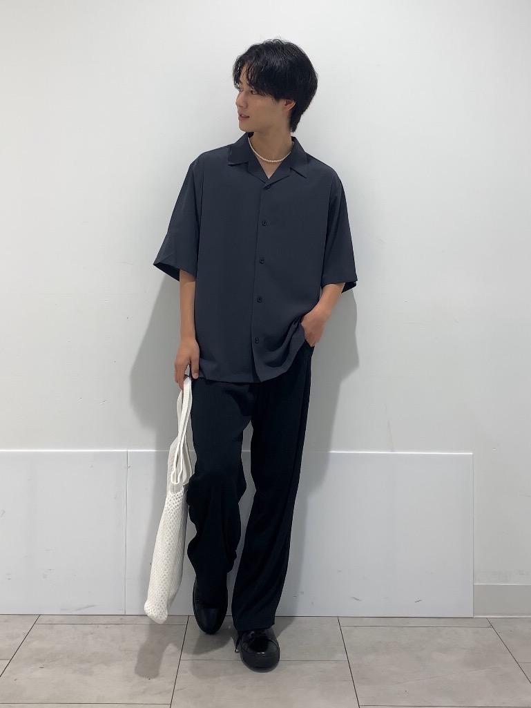 【カラー合わせ】なつページ オープンカラーシャツ(5分袖)、リブプルオンパンツ(丈標準68.0