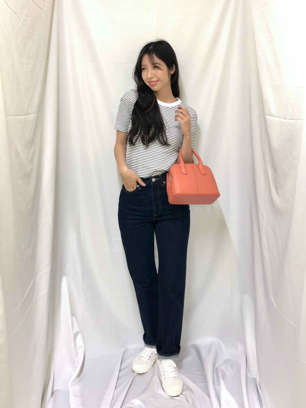 透かし編みカーディガン(長袖)、リブニットワンピース(ノースリーブ