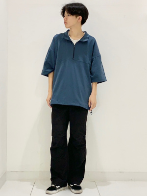 GU公式 | ハーフジッププルオーバー(5分袖)