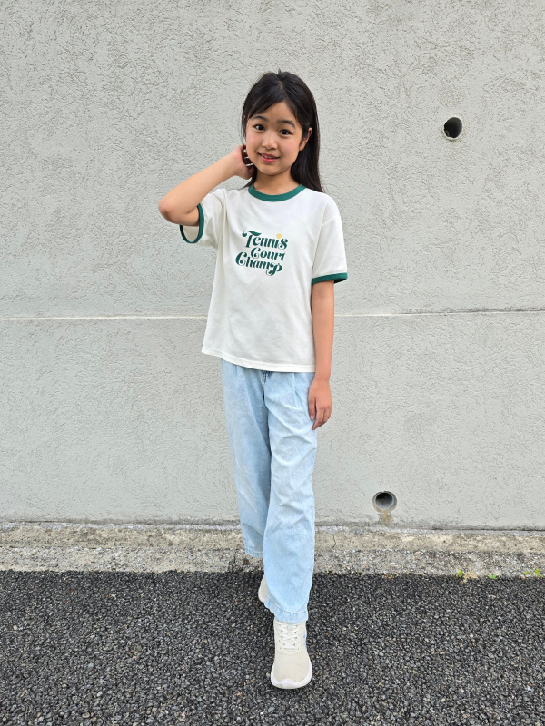 GIRLSデニムハイウエストタックワイドパンツJR（子ども服）の