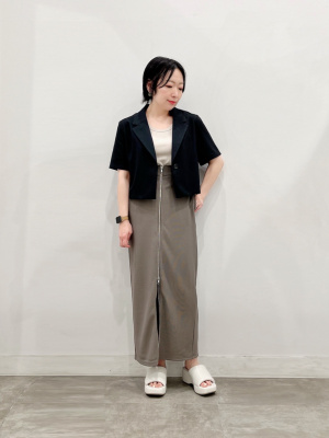 ゆか　0516 GU公式 | ハーフスリーブクロップドジャケット(セットアップ可能)