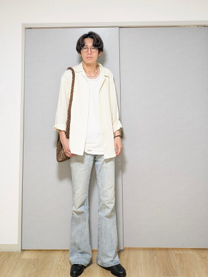 GU公式 | ドレープオープンカラーシャツ(長袖)NT+E