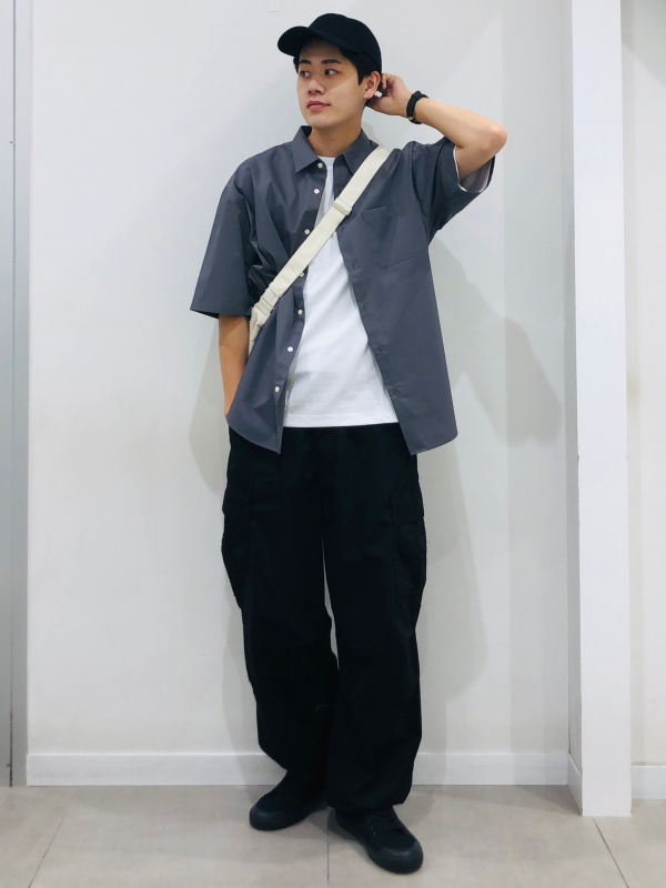 ドライストレッチジョガーパンツ、メッシュテクスチャー クルーネックT