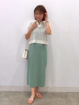 GU公式 | 透かし編みスキッパーポロセーター(半袖)