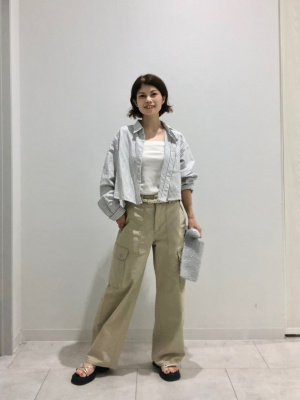 GU公式 | オックスフォードショートシャツ(長袖)(ストライプ)