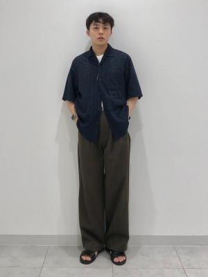 【週末限定30%off】即決歓迎 週末限定割引 Logicool C980OW④ GU公式 | エンブロイダリーオープンカラーシャツ(5分袖)