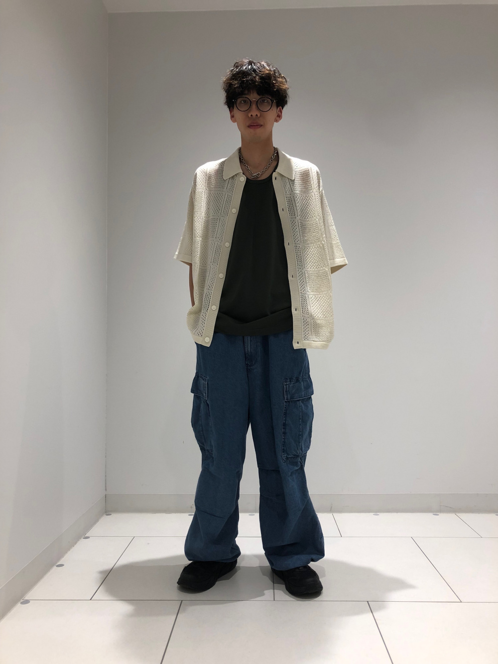 準備中 GU公式 | ウォッシャブルメッシュニットシャツ(5分袖)