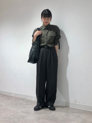 GU公式 | ツータックバギースラックス(ストライプ)(セットアップ GU公式 | ツータックバギースラックス(ストライプ)(セットアップ