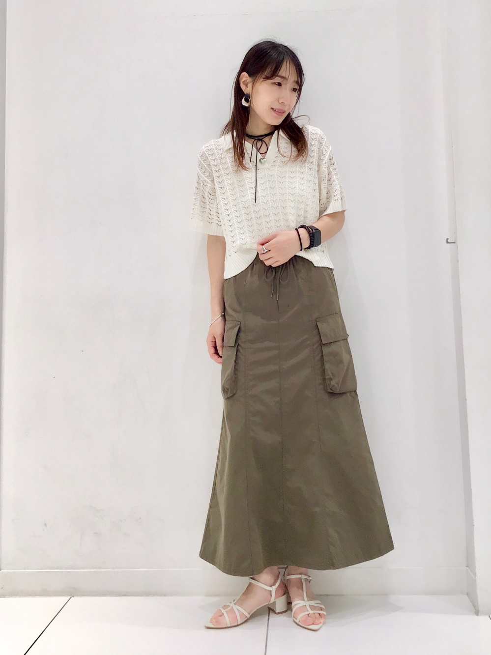 透かし編みスキッパーポロセーター(半袖)、フラワープリントプル 透かし編みスキッパーポロセーター(半袖)、フラワープリントプル
