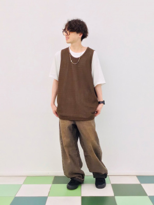 GU公式 | メッシュテクスチャー タンクトップ