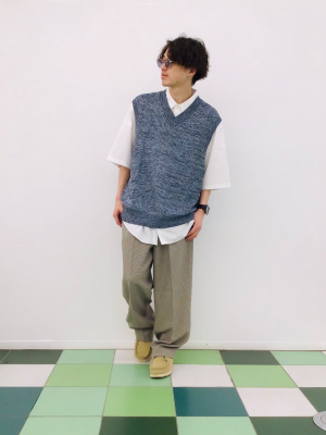 GU公式 | ウォッシャブルメランジVネックベスト