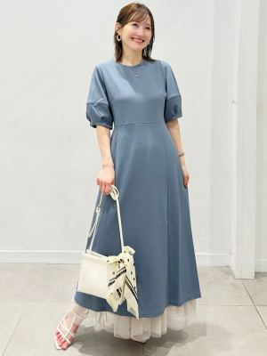 Adgjmさま GU公式 | ランタンスリーブワンピース(5分袖)Z+E