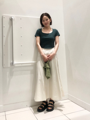 GU公式 | リネンブレンドフレアロングスカート(丈標準85.0～92.0cm)