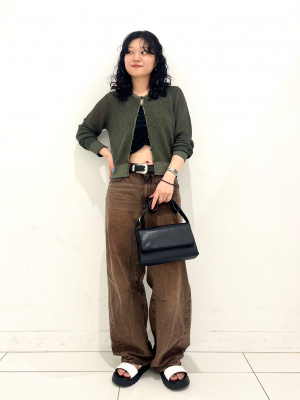 GU公式 | リブフロントギャザーキャミソール(セットアップ可能)