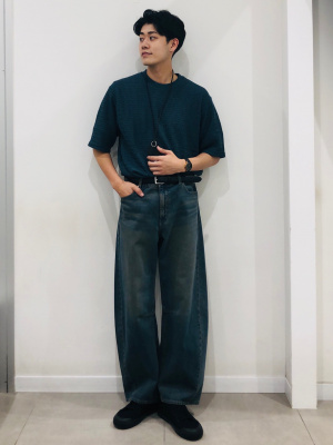 GU公式 | メッシュテクスチャー クルーネックT(5分袖)