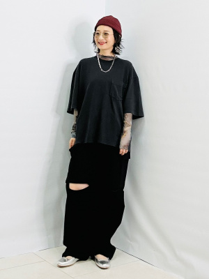 ‪‪❤︎‬出品 GU公式 | ウォッシュドワイドクロップドT(5分袖)