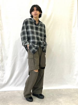 GU公式 | イージーケアシアーオーバーサイズシャツ(長袖)(チェック)