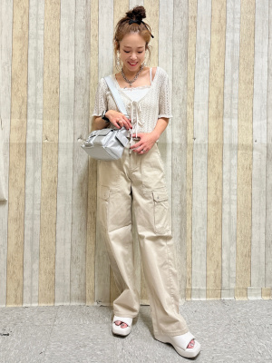 【24時間以内発送】輝きの向こう側へ！あずさ　4枚セット GU公式 | 透かし編みフロントリボンカーディガン(半袖)
