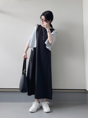 GU公式 | リネンブレンドクロップドシャツ(半袖)(ストライプ)