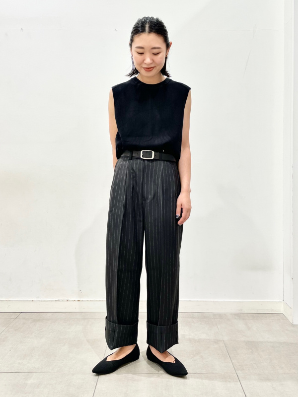 ツータックバギースラックス(ストライプ)(セットアップ可能)（メンズ