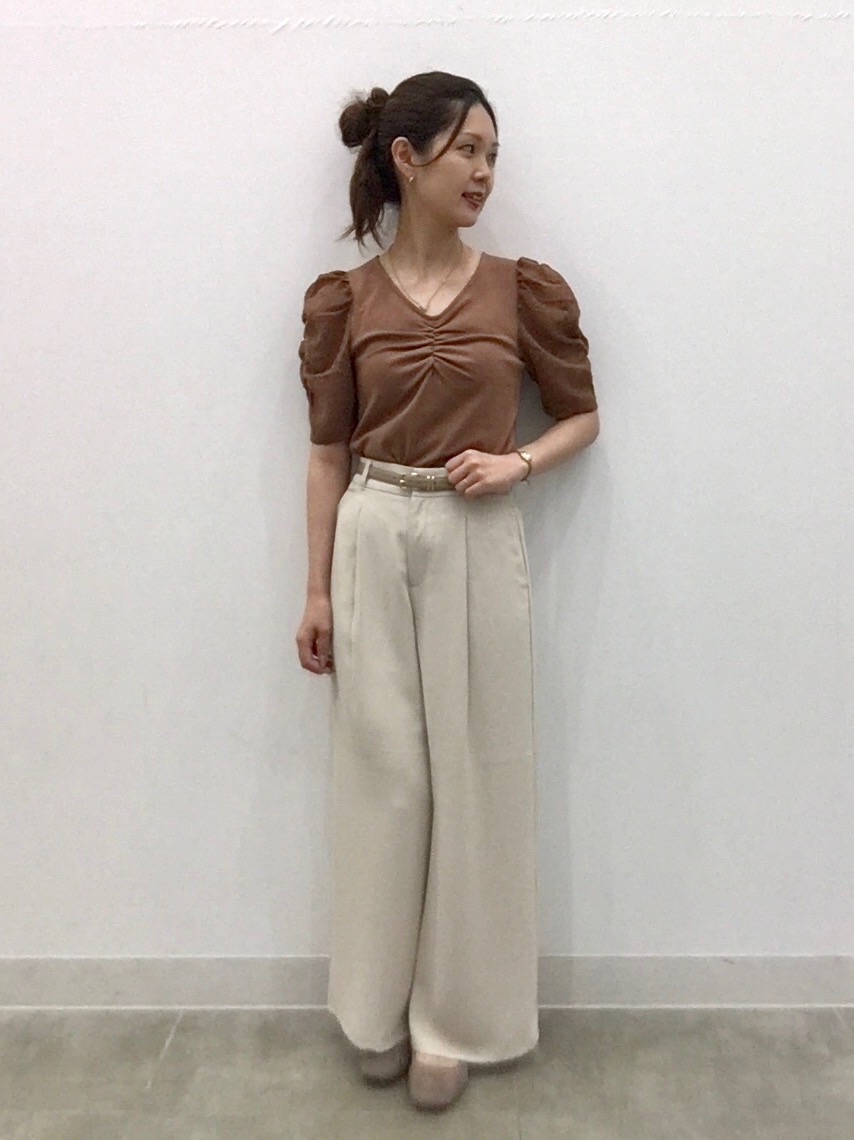 ブラウス シャツ セットアップ ドレープブラウス＆ワイドパンツ レディース ドレープTブラウス(半袖)+E、ドレープワイドパンツZ